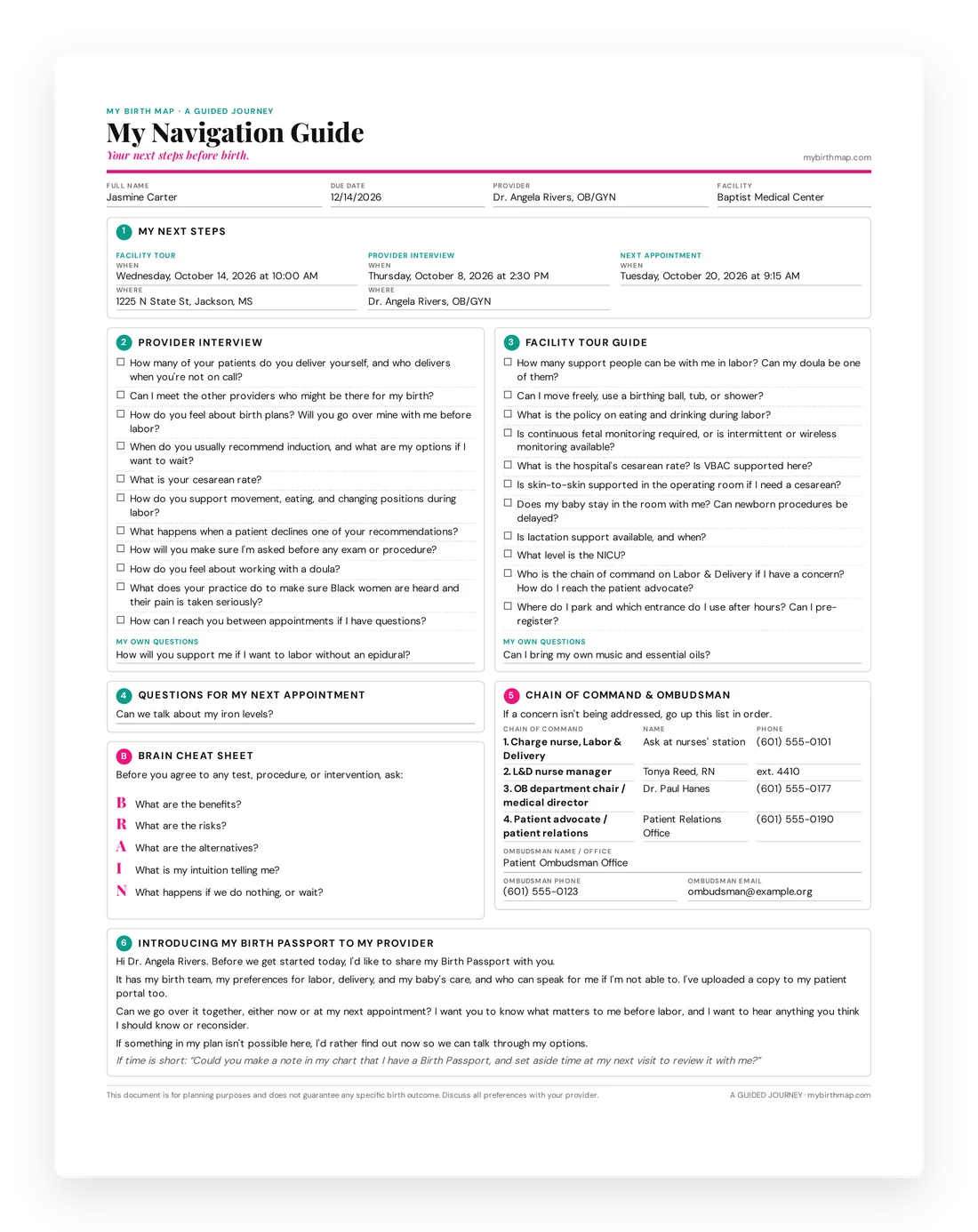 Completed one-page Navigation Guide